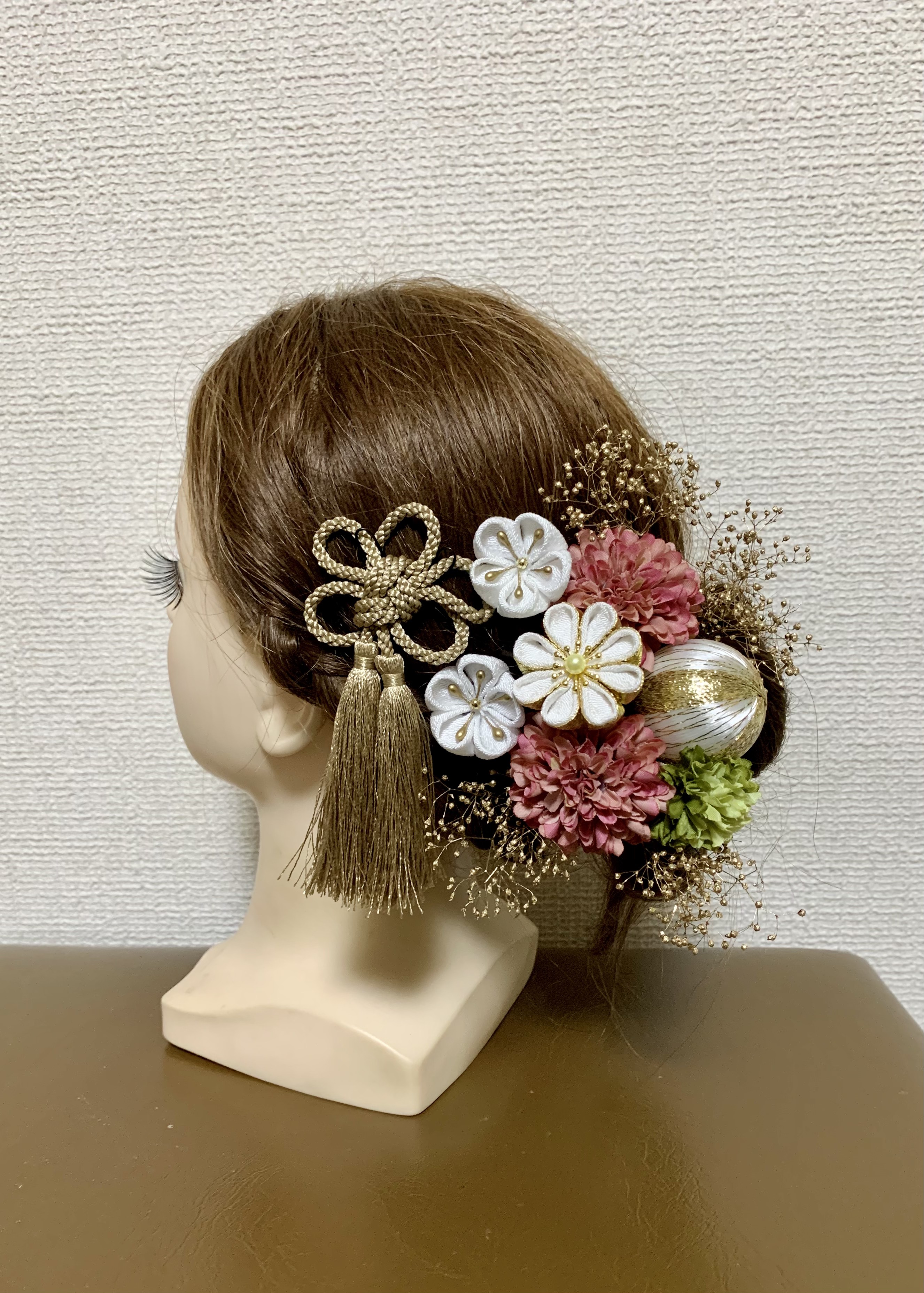 髪飾り　モーブカラー　成人式　前撮り