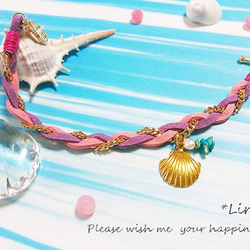 【売り切り価格！】sea girl bracelet　(pink×purple) 1枚目の画像
