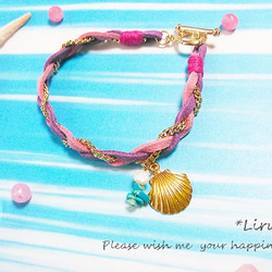 【売り切り価格！】sea girl bracelet　(pink×purple) 2枚目の画像