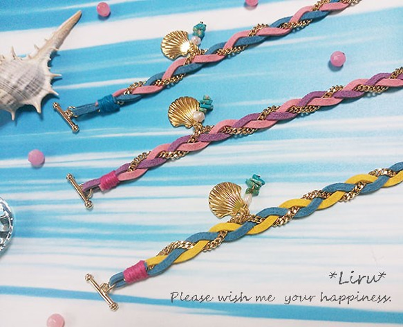 【売り切り価格！】sea girl bracelet　(pink×purple) 5枚目の画像