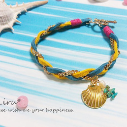 【売り切り価格！】sea girl bracelet　(yellow×blue) 1枚目の画像