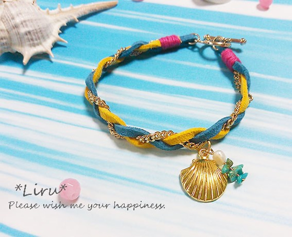 【売り切り価格！】sea girl bracelet　(yellow×blue) 1枚目の画像