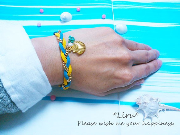 【売り切り価格！】sea girl bracelet　(yellow×blue) 3枚目の画像