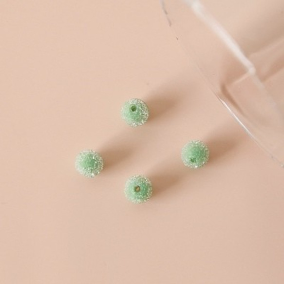 ☆日系串珠/復古vintage☆可愛和風糖果磨砂七彩砂糖珠8mm 草綠色 4個1set 第2張的照片