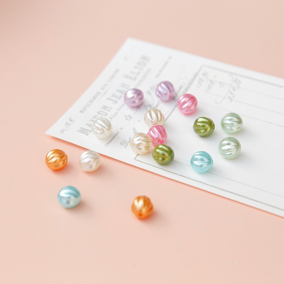 ☆樹脂福袋/售完不補☆復古亞克力南瓜珠子米色款7.5mm 10個set 第5張的照片