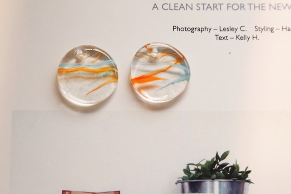 ガラス、風のチャイム、夏の金魚、火、手塗りガラス、25mm、2インチ 2枚目の画像