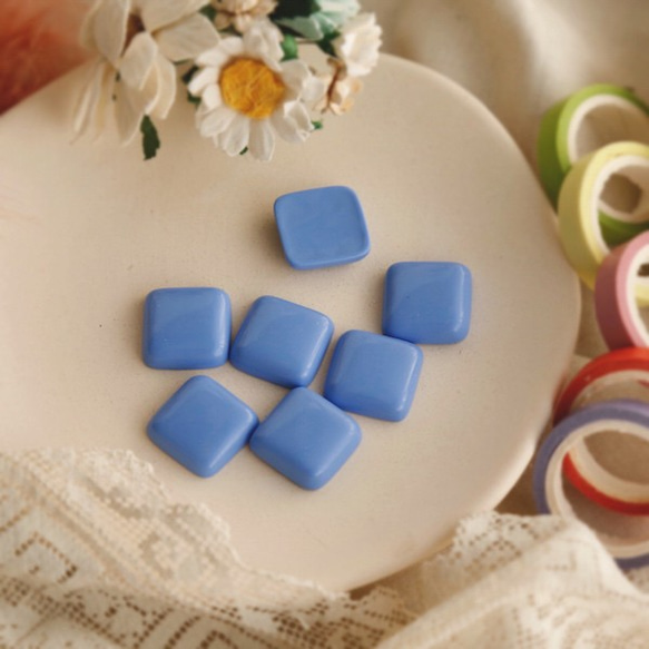 ♡亞克力/樹脂♡香甜方形牛奶片 藍色 4個入 第2張的照片