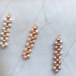 ♡珍珠・半成品♡春夏款唯美手工繞線編織 珍珠小長條 粉色 1個入 第2張的照片