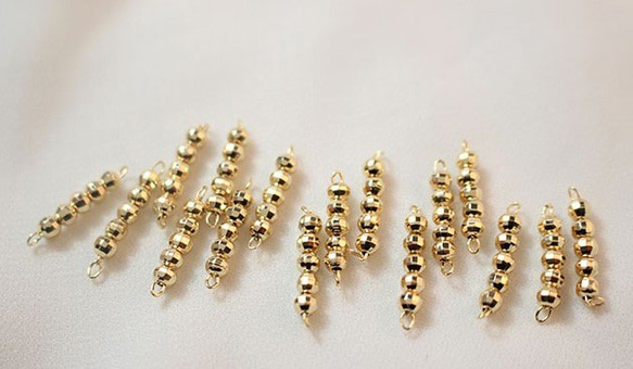 ♡鍍真金・素材♡復古唯美金珠小鏈條 雙掛孔 2個入 第2張的照片