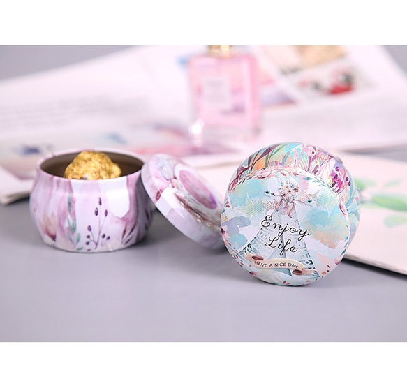 ♡創意・包裝♡歐式童話風糖果小鐵盒花茶罐子便攜小罐 羽毛 1個入 第3張的照片