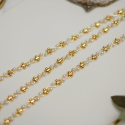 ♡珍珠・半成品♡超唯美鍍真金莫比烏斯珍珠裝飾鏈材料50cm 1條入 第2張的照片