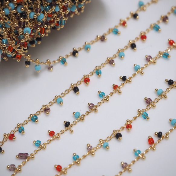 ♡珍珠・半成品♡超唯美玻璃串珠裝飾鏈材料50cm  1條入 第2張的照片