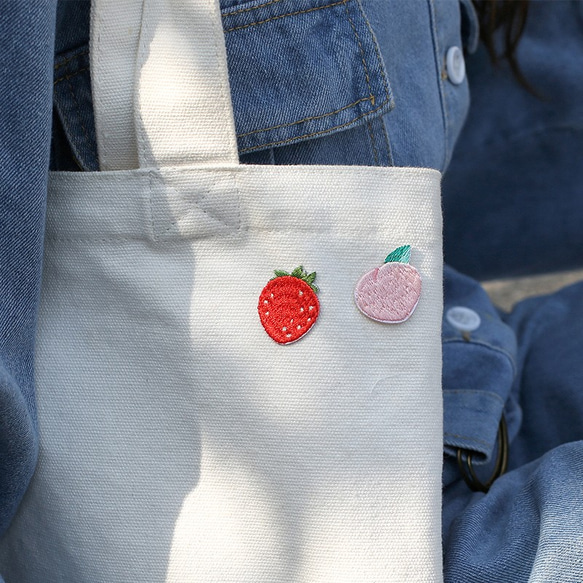 ♡布貼・素材♡可愛水果系列布貼貼花 手賬手機貼紙粉桃子 1個入 第2張的照片