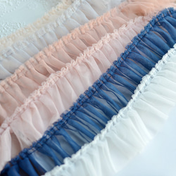 ♡レース/アクセサリー♡美しい透明な手作りチュチュスカートしわレースダークブルー幅8 cm 1メートルに 4枚目の画像