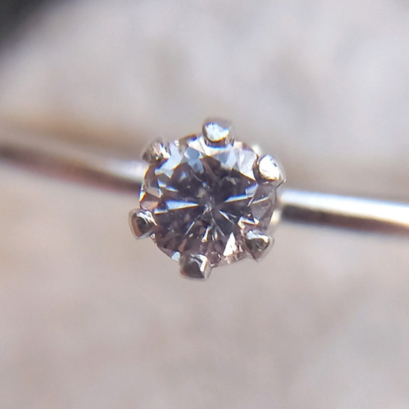 ほんのりピンクダイヤモンド0.1ctのsilver925リング　11号　シルバーリング　天然石　ジュエリー 2枚目の画像