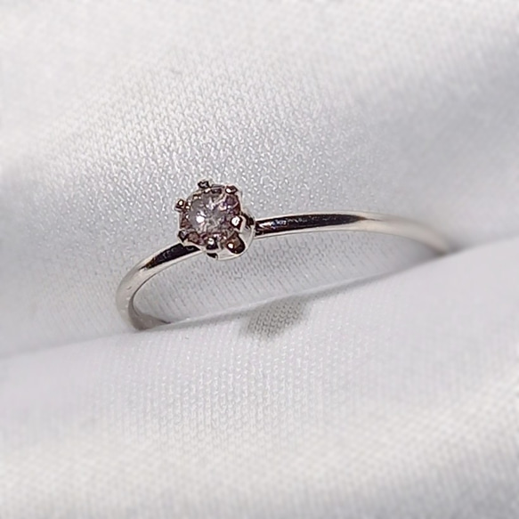 ほんのりピンクダイヤモンド0.1ctのsilver925リング　11号　シルバーリング　天然石　ジュエリー 3枚目の画像