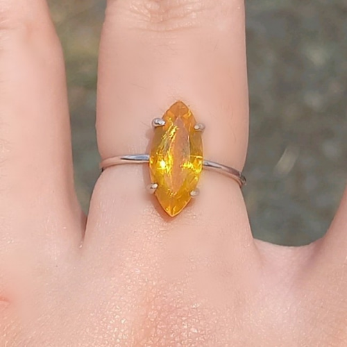 大粒ファイヤーオパールのsilver925リング 約9号 シルバーリング  