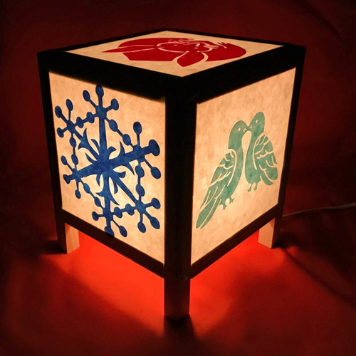 インテリア照明 和紙切り絵行灯 紋切模様（兎・蝶・波・雪の結晶