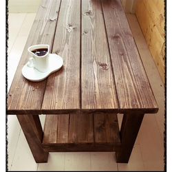 手作り 無垢材 カフェテーブル 座卓 アンティーク調 ハンドメイド 3枚目の画像