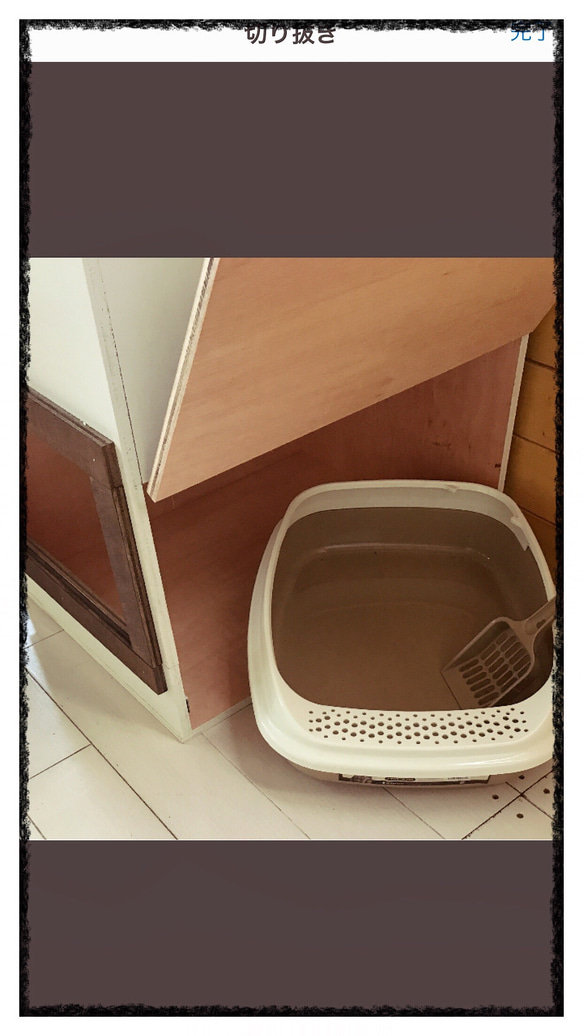 手作り 猫ちゃん用 収納型 トイレorハウス ハンドメイド トイレ容器付 3枚目の画像