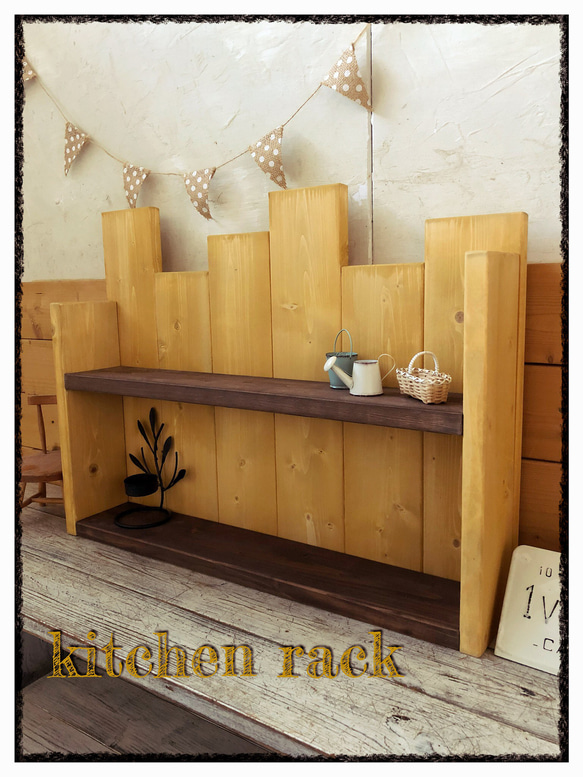 送料無料　手づくり キッチン 調味料ラック 飾り棚 アンティーク ハンドメイド 1枚目の画像