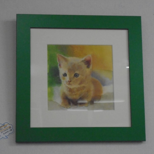 絵画 猫 三毛猫 ミニ画 art cat gatto chat katze Lock on ! 】 じーーーっ #猫イラスト #ペット画 #ネコの絵