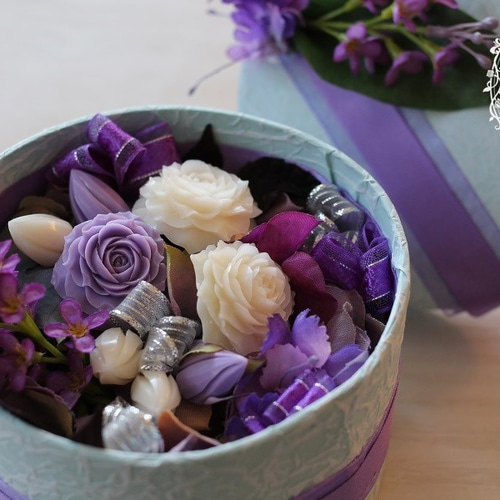 ソープカービングのBOXアレンジ（円）大 アートフラワー 山田 梨絵