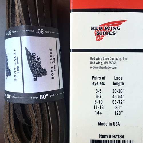 廃盤激レア　REDWING シューレース　革紐 97134　ダークコーヒー レッドウィングREDWING米国製レッドブーツレース革靴紐☆廃盤