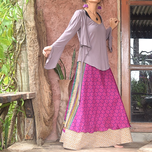 1点もの◇BOHO◇インドサリー△マキシ丈*リバーシブル巻き