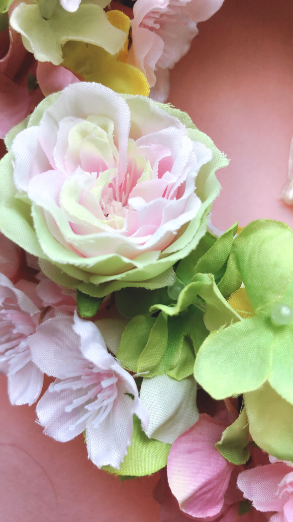 送料無料　桜　菜の花　ローズの春リース 7枚目の画像