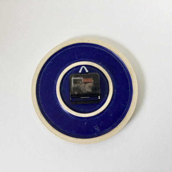 陶シンプル 掛け時計 青 4枚目の画像