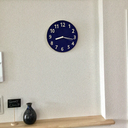 陶シンプル 掛け時計 青 5枚目の画像