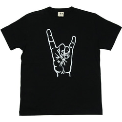 手狐ハンドサインメンズTシャツ 手描きで描いた狐のTシャツ Tシャツ