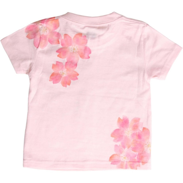 キッズサイズ 舞桜柄Tシャツ 手描きで描いた和風の桜柄Tシャツ 2枚目の画像