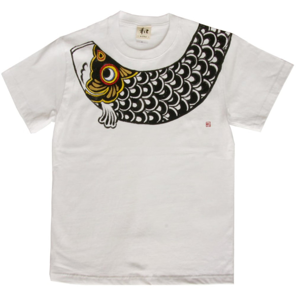 鯉のぼり柄Tシャツ 手描きで描いたこいのぼりのTシャツ メンズ Tシャツ 