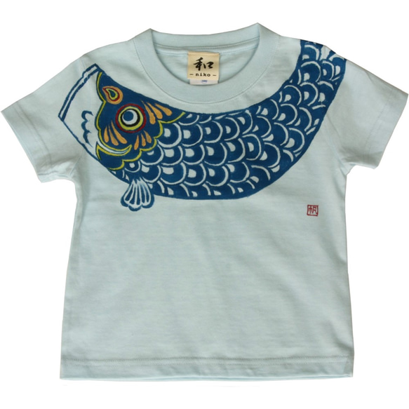 キッズ 鯉のぼり柄Tシャツ 手描きで描いたこいのぼりのTシャツ こども 