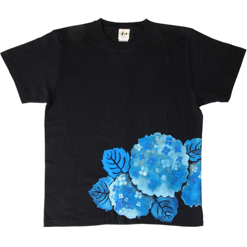 レディースカラー柄Tシャツ Lサイズ 手描きのカラーの花柄Tシャツ ブラック ScoLar（スカラー） レディース 春夏トップス 七分袖 Tシャツ スカラー