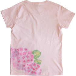 レディース アジサイ柄Tシャツ 手描きで描いた和風の紫陽花の花のTシャツ  ギフト　　 3枚目の画像
