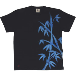 竹柄Tシャツ 手描きで描いた竹の和柄Tシャツ 夏 1枚目の画像