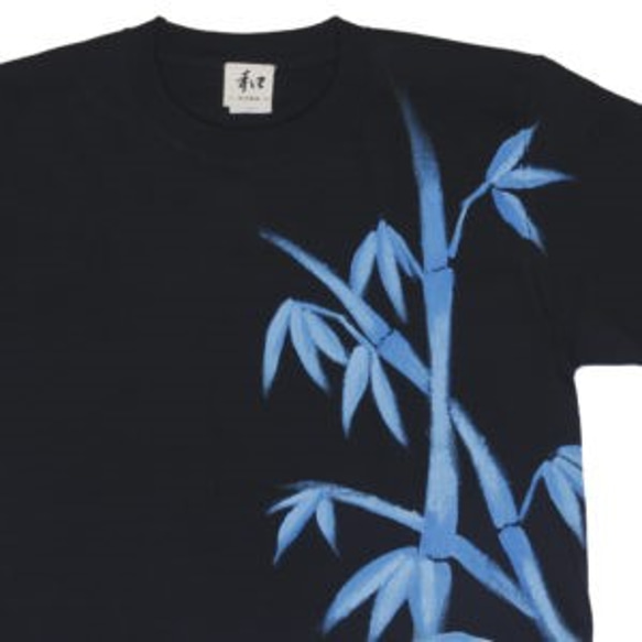 竹柄Tシャツ 手描きで描いた竹の和柄Tシャツ 夏 2枚目の画像