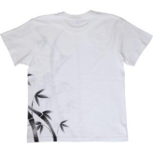 手描き竹柄袖リブロングTシャツ XSサイズ ホワイト 男女兼用 長袖 秋冬 和柄 0_61652056376a80560c2ab61670e6