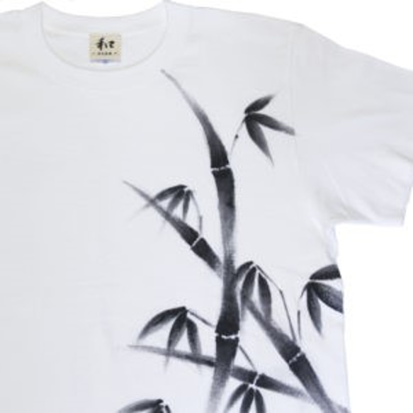 メンズ 竹柄Tシャツ 手描きで描いた竹の和柄Tシャツ 3枚目の画像