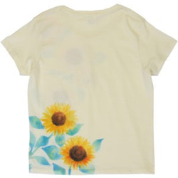 ひまわり柄レディース Tシャツ 手描きで描いた向日葵の花柄Tシャツ 夏 3枚目の画像