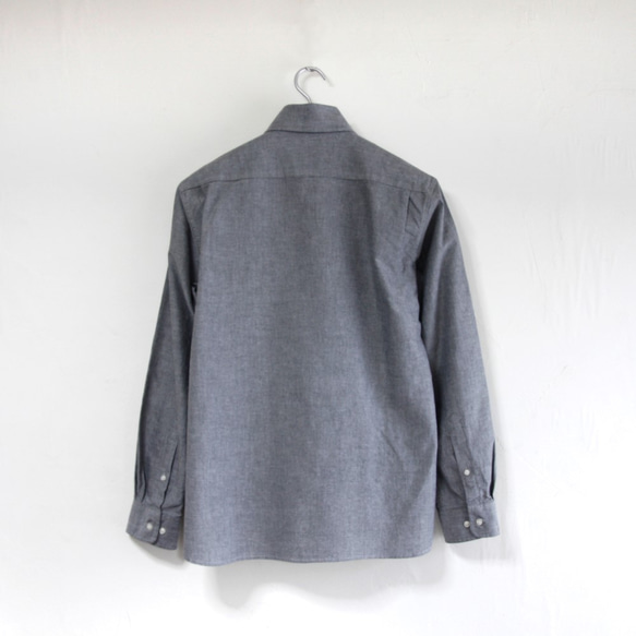 手描き菊柄 長袖ボタンダウンシャツ オックスフォード生地 メンズ　和柄　和風 5枚目の画像