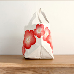 手描き梅の花柄 トートバッグ ランチバッグ ミニトート ランチトート プレゼント 和柄 和風 7枚目の画像