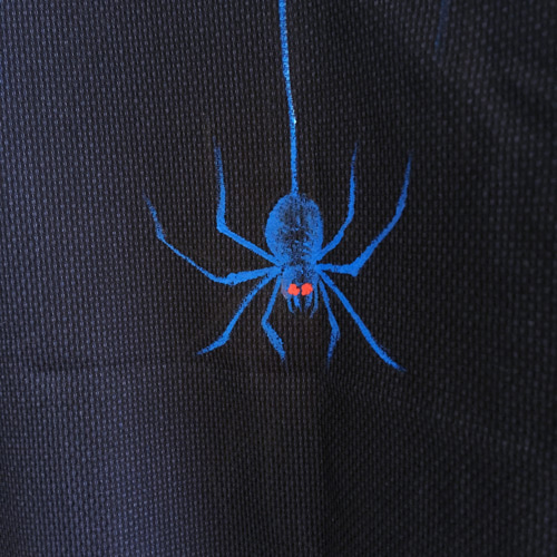 ブルーローズと蜘蛛の巣柄長袖シャツオーダー シャツ 手描きTシャツと