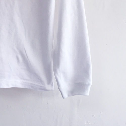 手書き舞紅葉柄袖リブロングTシャツ ホワイト 長袖 白 男女兼用 T