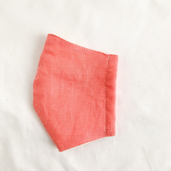リネンとダブルガーゼ　立体マスク　大人用　サーモンピンク色 4枚目の画像