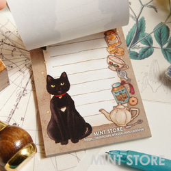 【15%OFF】黒猫ティータイムのオールカラーメモ帳 2枚目の画像