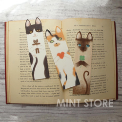 猫のブックマーク（ミケ、白黒、シャム） 2枚目の画像